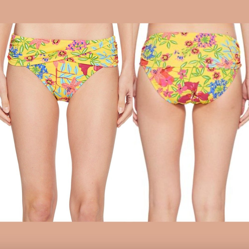 NWT‎ $59 Bleu Rod Beattie Garden Hipster Bikini Bottom Sunset Yellow [ 14 ]
